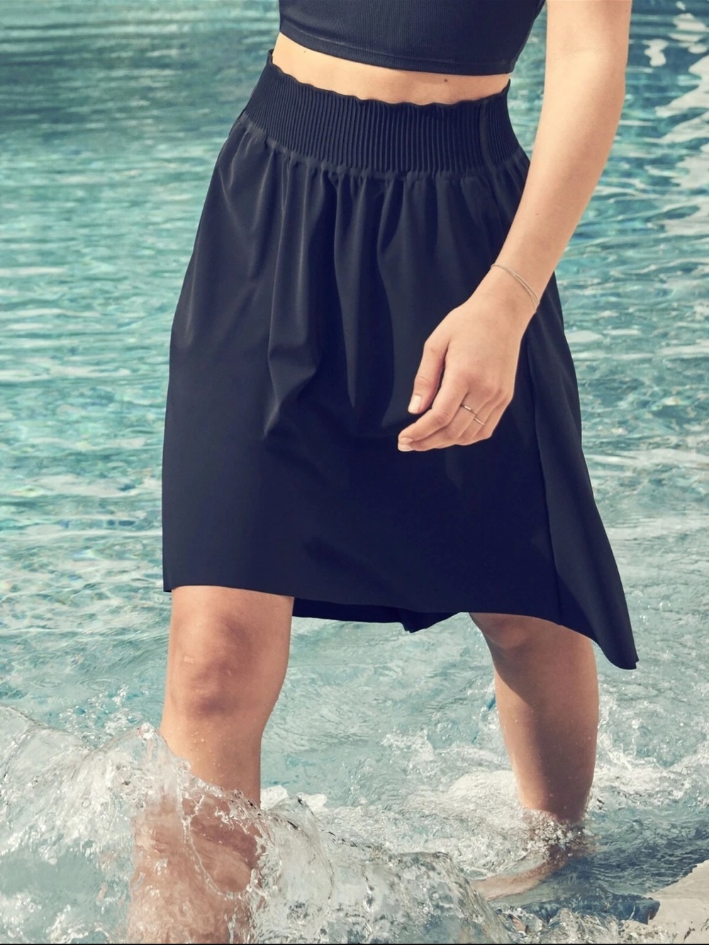 Athleta Cosmic Skirt Women’s 1X Black High Low Stretch Pull On Pockets NWOT*62